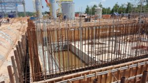 concrete slab with rebars